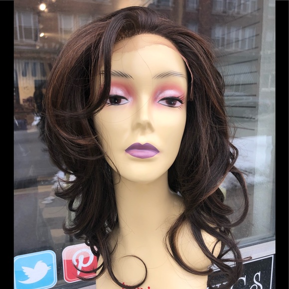 Brown Highlights Romance Curl Wig lacefront Wig main image 7